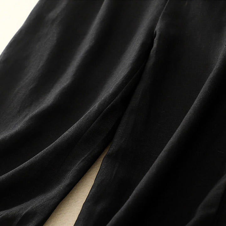 Pantaloni da donna con tasche, tinta unita, bottoni sul davanti e sul retro, con elastico in vita e Buddha Stones. - image 30