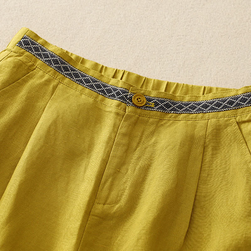 Pantaloni da donna con tasche, tinta unita, bottoni sul davanti e sul retro, con elastico in vita e Buddha Stones. - image 10
