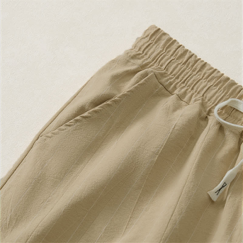 Buddha Stones Pantaloncini da uomo estivi casual a righe con coulisse e tasche - image 10