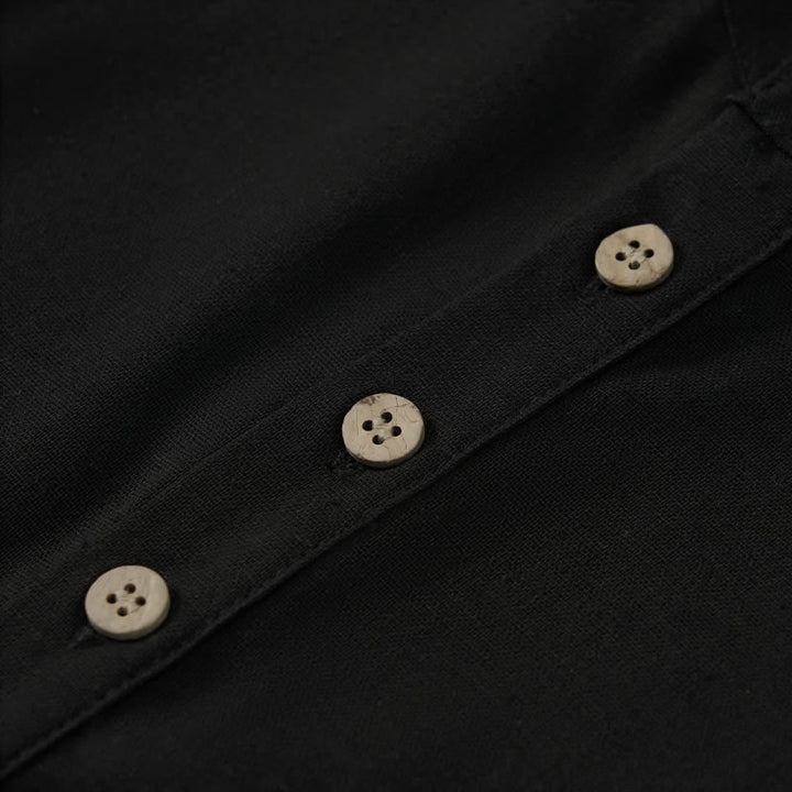 Buddha Stones Camicia da uomo estiva casual a maniche corte con colletto alla coreana e taschino, in stile Tang. - image 15