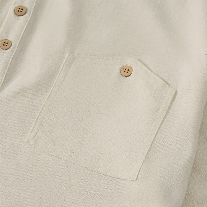 Buddha Stones Camicia da uomo estiva casual a maniche corte con colletto alla coreana e taschino, in stile Tang. - image 24