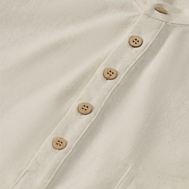 Buddha Stones Camicia da uomo estiva casual a maniche corte con colletto alla coreana e taschino, in stile Tang. - image 23