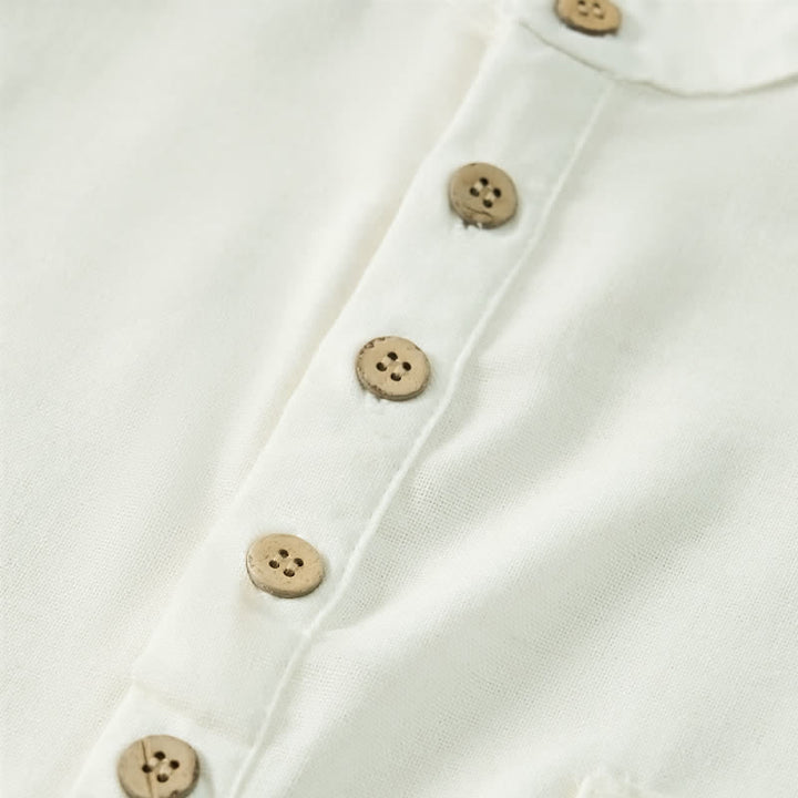 Buddha Stones Camicia da uomo estiva casual a maniche corte con colletto alla coreana e taschino, in stile Tang. - image 28