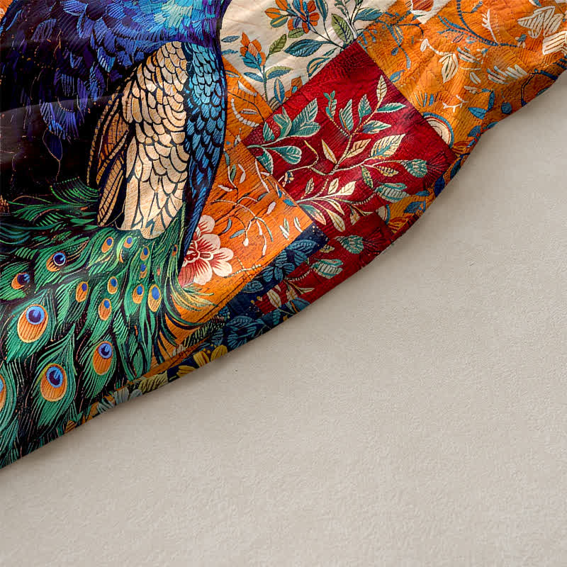 Buddha Stones Abito midi estivo casual da donna con motivo patchwork floreale e pavone. - image 3