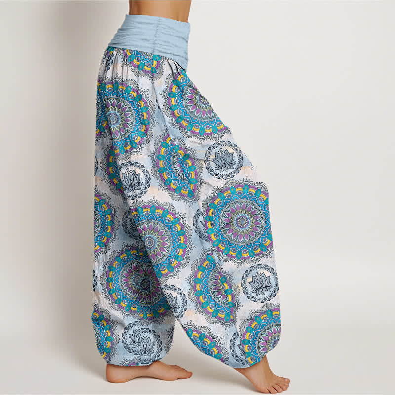 Buddha Stones Pantaloni harem da donna in cotone con motivo mandala boho e elastico in vita. - image 6