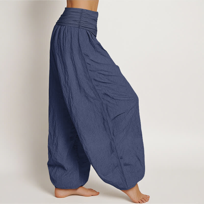 Buddha Stones Pantaloni harem da donna in puro cotone con motivo Om sacro e vita elasticizzata. - image 9