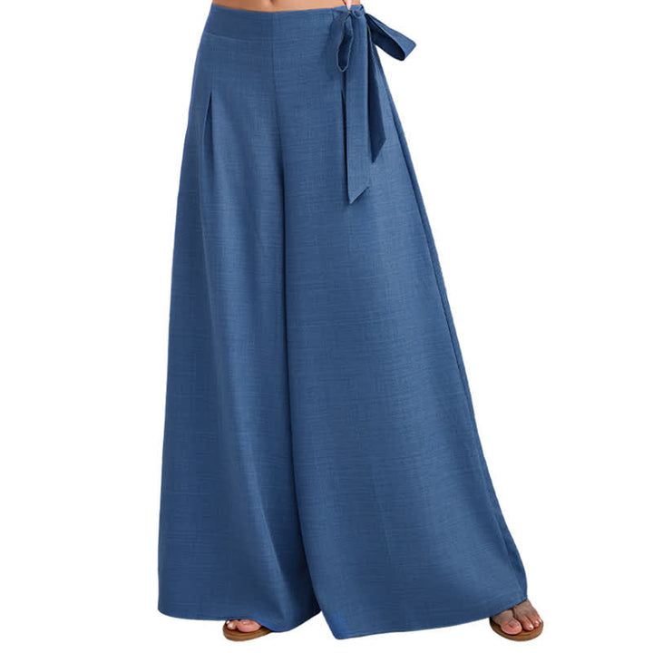Buddha Stones Pantaloni da donna a gamba larga, stile retrò, con coulisse, per la primavera, casual e semplici, con tasche. - image 9