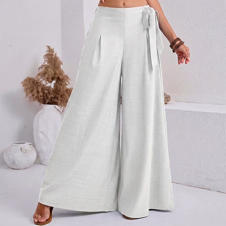 Buddha Stones Pantaloni da donna a gamba larga, stile retrò, con coulisse, per la primavera, casual e semplici, con tasche. - Bianco - US14, UK/AU18, EU46 (2XL) - image 16