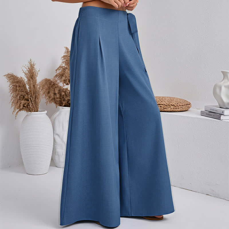 Buddha Stones Pantaloni da donna a gamba larga, stile retrò, con coulisse, per la primavera, casual e semplici, con tasche. - image 6