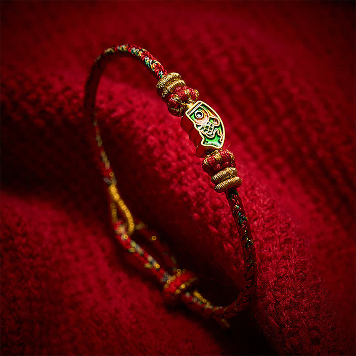 Buddha Stones Braccialetto di forza con corda intrecciata a mano a forma di pesce koi - image 13