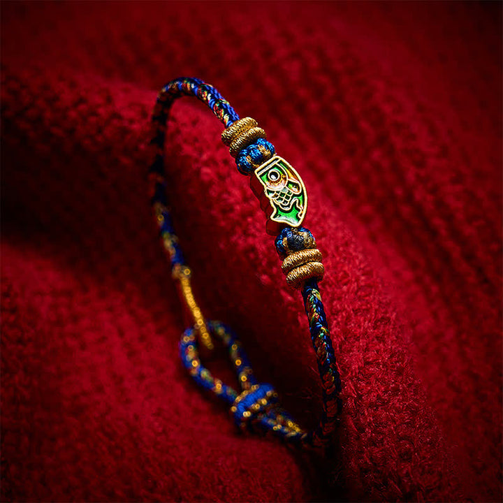 Buddha Stones Braccialetto di forza con corda intrecciata a mano a forma di pesce koi - image 18