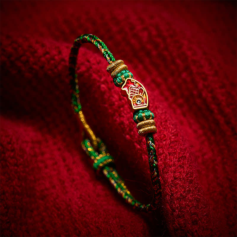 Buddha Stones Braccialetto di forza con corda intrecciata a mano a forma di pesce koi - image 3