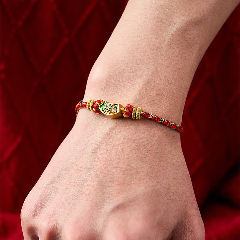 Buddha Stones Braccialetto di forza con corda intrecciata a mano a forma di pesce koi - image 14