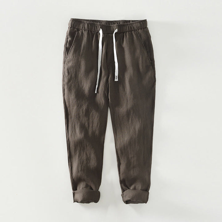 Pantaloni da uomo in lino alla caviglia con coulisse e elastico in vita, con stampa Buddha Stones Fall e tasche. - Siena - US/UK/AU44, EU54 (4XL) - image 12