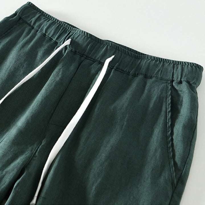 Pantaloni da uomo in lino alla caviglia con coulisse e elastico in vita, con stampa Buddha Stones Fall e tasche. - image 26