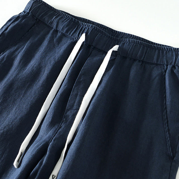 Pantaloni da uomo in lino alla caviglia con coulisse e elastico in vita, con stampa Buddha Stones Fall e tasche. - image 19