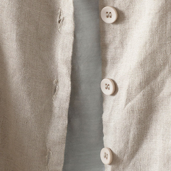Giacca da donna con scollo a V e tasche, tinta unita, con motivo Buddha Stones. - image 3