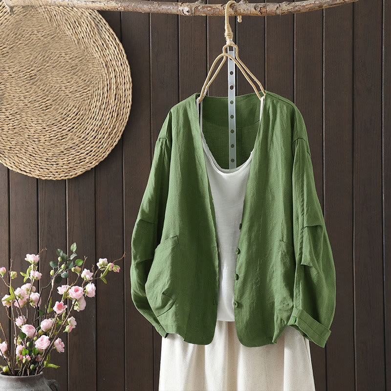 Giacca da donna con scollo a V e tasche, tinta unita, con motivo Buddha Stones. - Verde Mare Medio - US14, UK/AU18, EU46 (2XL) - image 17