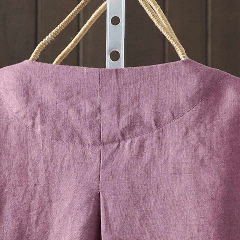 Giacca da donna con scollo a V e tasche, tinta unita, con motivo Buddha Stones. - image 9