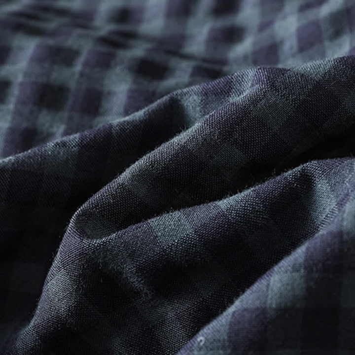Camicia da donna a maniche a tre quarti, stile Tang, con colletto alla coreana e stampa Buddha Stones, casual, primavera/estate, a quadri neri. - image 10