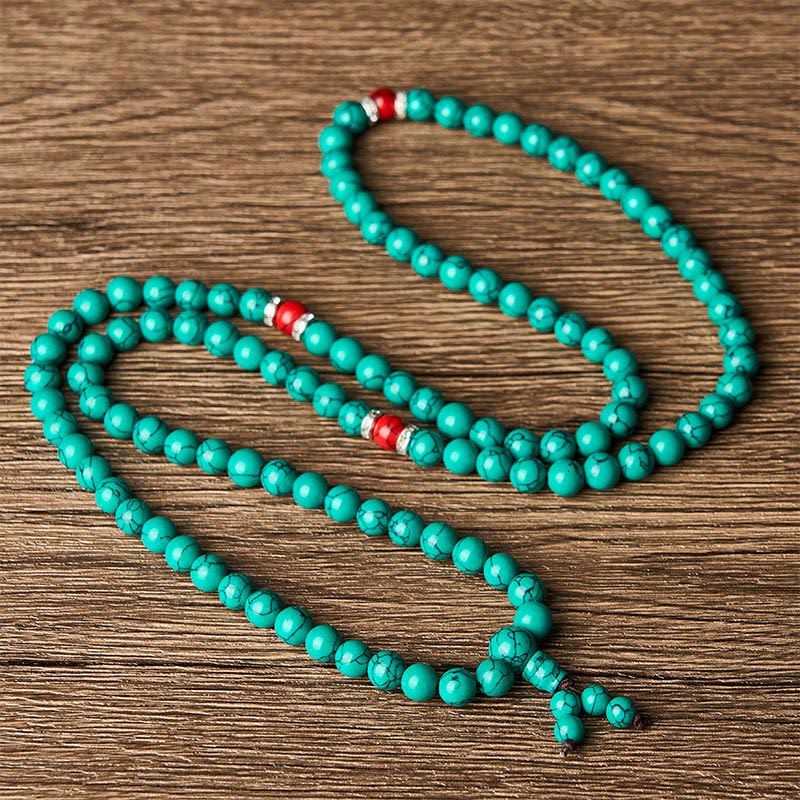 Buddha Stones Mala protettiva multi-avvolgimento con 108 perle ispirata al turchese - image 4