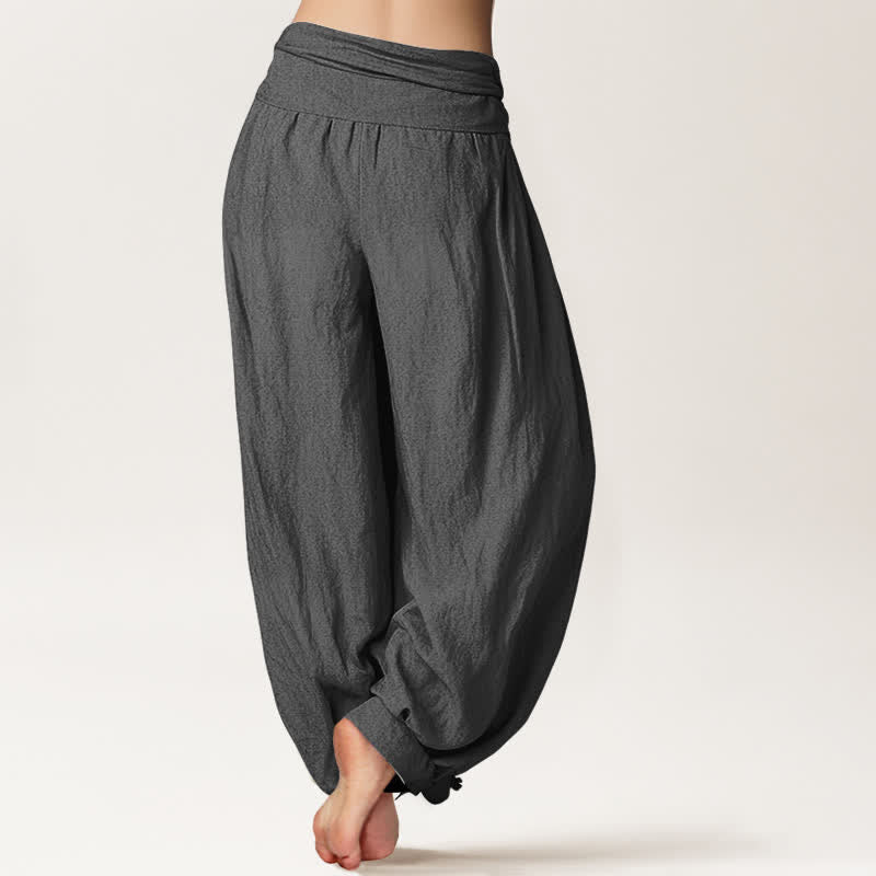 Buddha Stones Pantaloni harem da donna in puro cotone con fantasia sole e luna e vita elasticizzata. - image 10