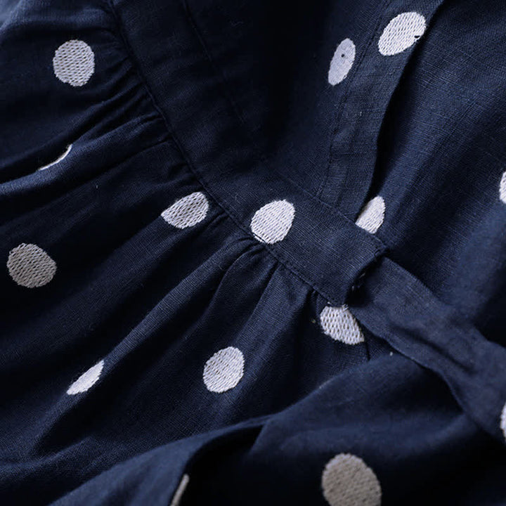 Abito midi da donna con scollo a V, lacci e tasche, con stampa a pois e motivo Buddha Stones. - image 5