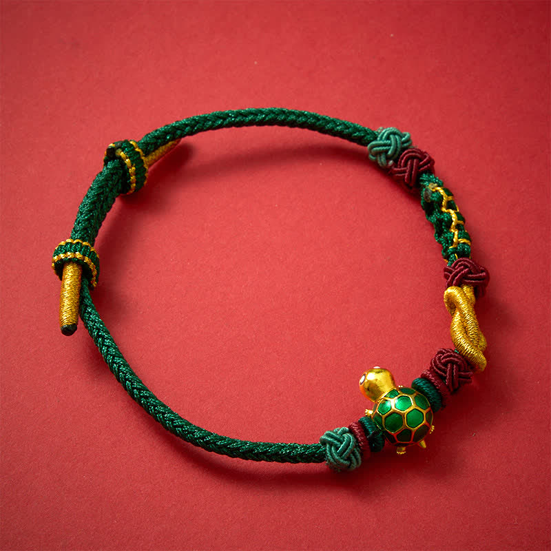 Buddha Stones Bracciale protettivo in filo rosso con tartaruga di rame intrecciata a mano - image 1