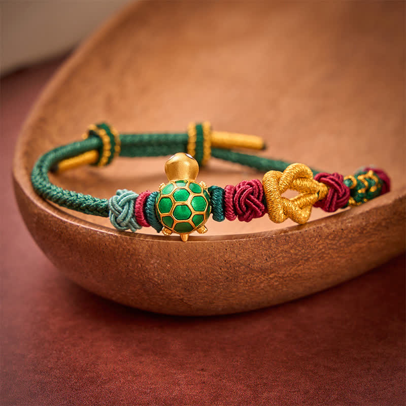 Buddha Stones Bracciale protettivo in filo rosso con tartaruga di rame intrecciata a mano - image 2