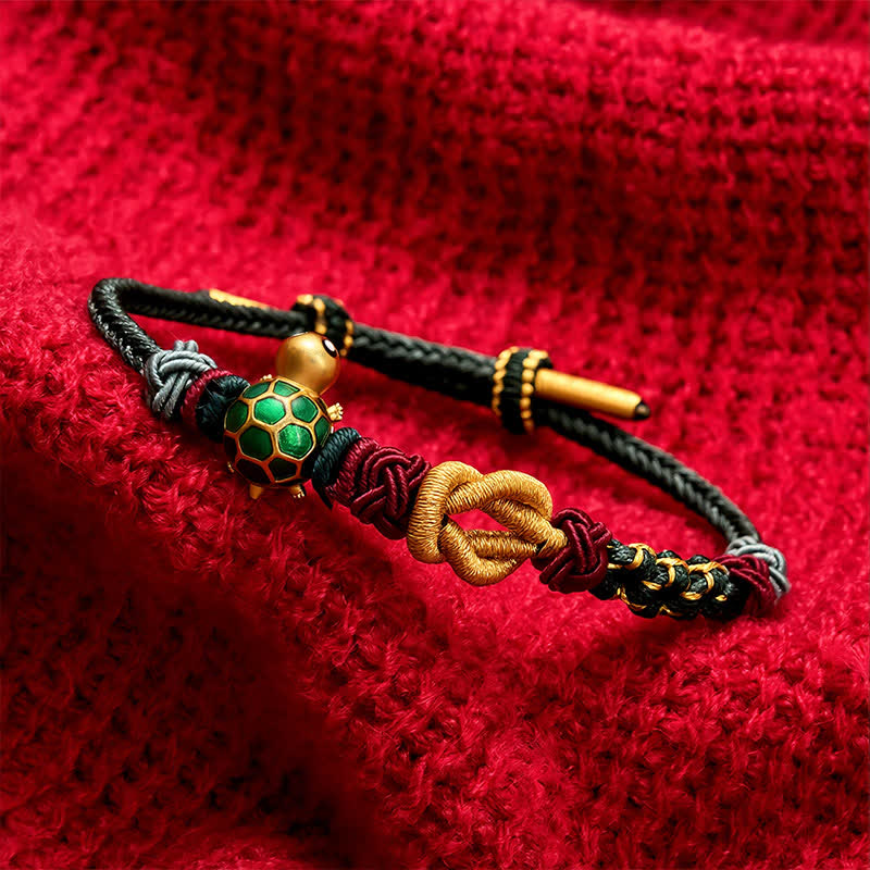 Buddha Stones Bracciale protettivo in filo rosso con tartaruga di rame intrecciata a mano - image 3