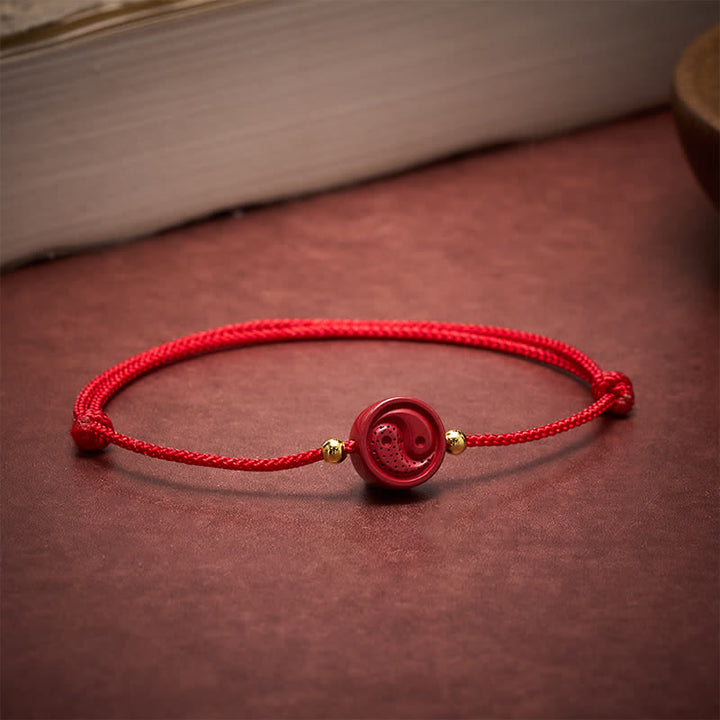 Buddha Stones Bracciale equilibrio Yin Yang con corda rossa - image 2
