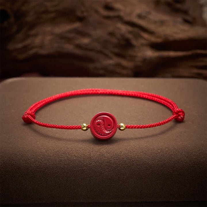 Buddha Stones Bracciale equilibrio Yin Yang con corda rossa - image 3