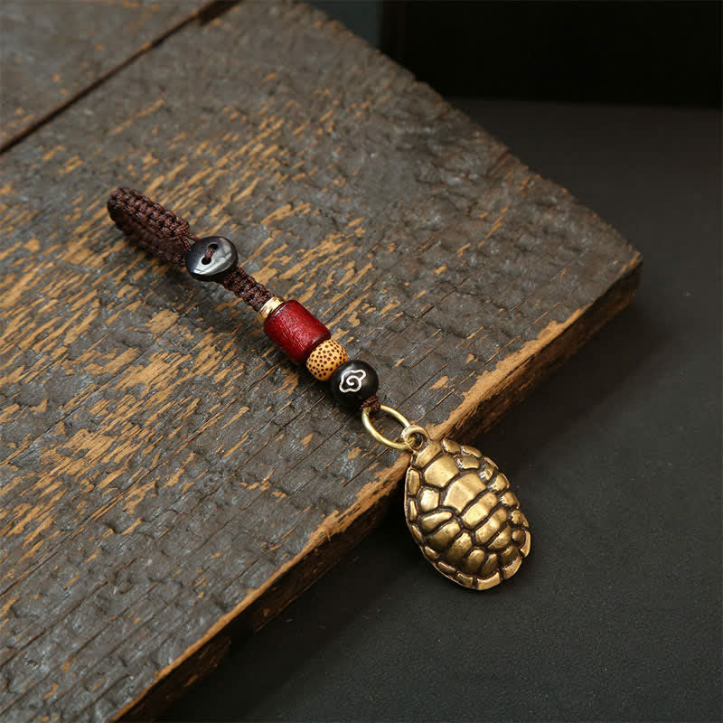 Buddha Stones Portachiavi di protezione con tartarughe in ottone, monete Pi Xiu e cinque imperatori - image 1