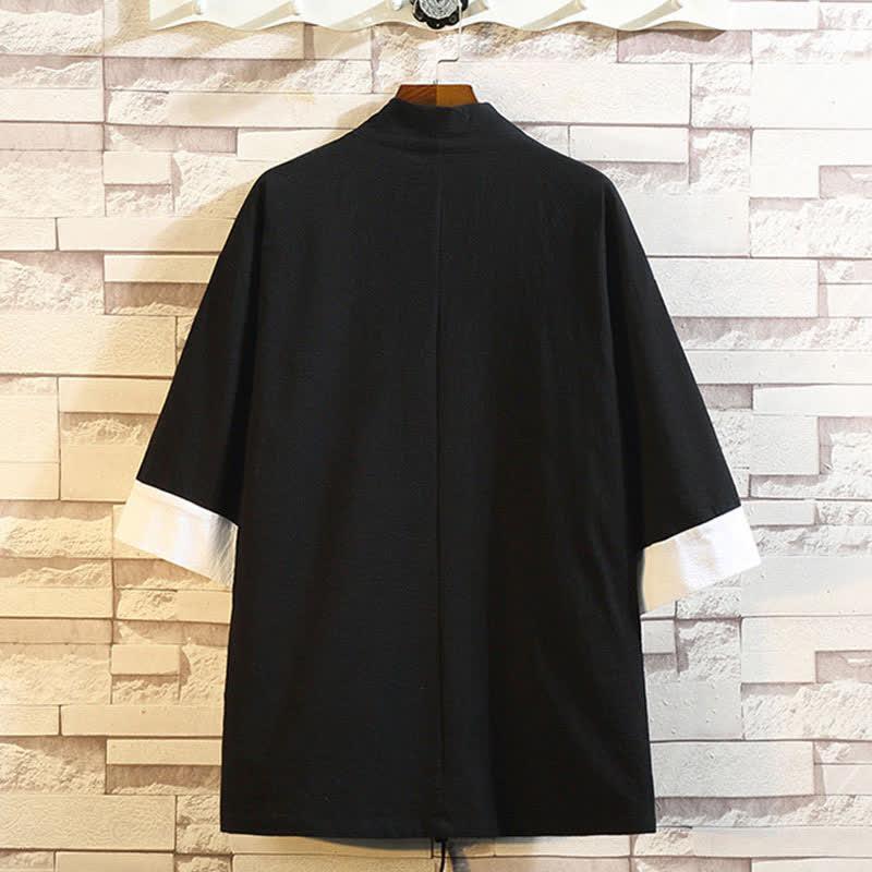 Buddha Stones Kimono da uomo a maniche a tre quarti, stile casual, vintage, con ricamo di gru, ideale per la primavera/estate. - image 18