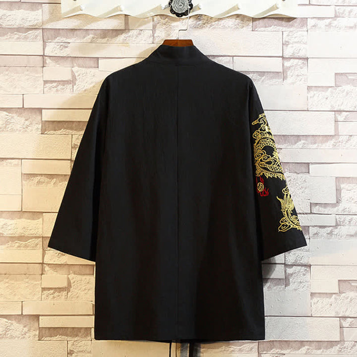 Buddha Stones Kimono da uomo a maniche a tre quarti, stile casual, vintage, con ricamo di gru, ideale per la primavera/estate. - image 16