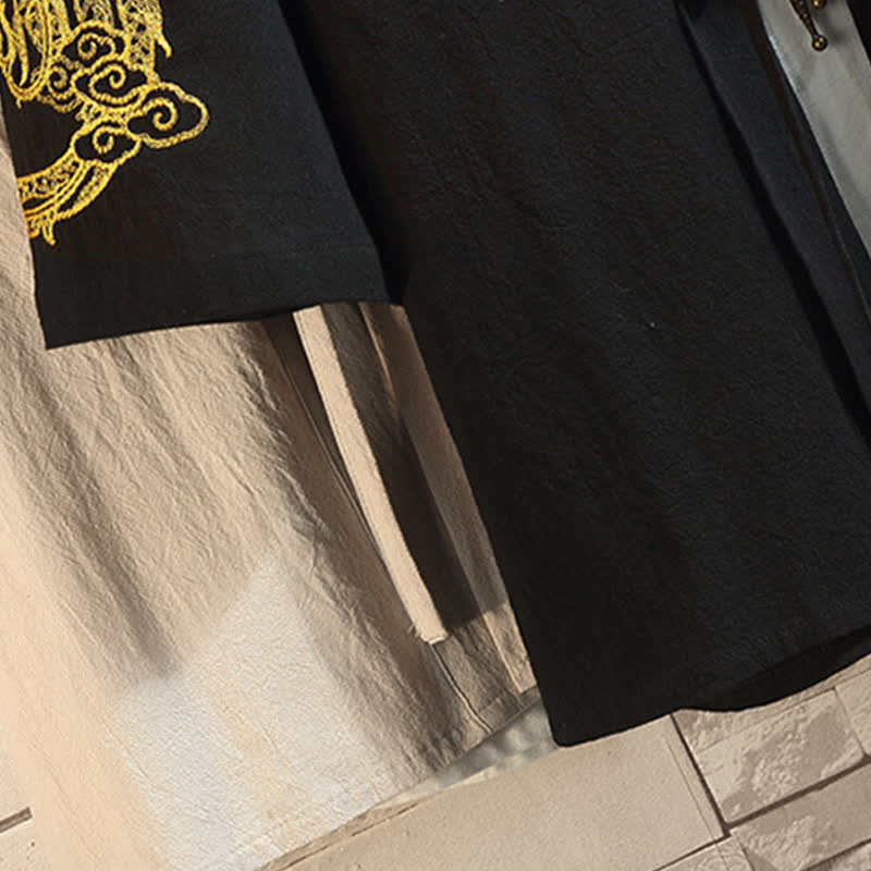 Buddha Stones Kimono da uomo a maniche a tre quarti, stile casual, vintage, con ricamo di gru, ideale per la primavera/estate. - image 34
