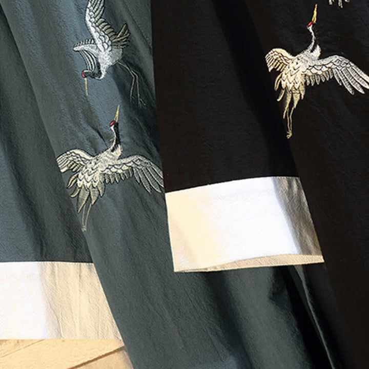 Buddha Stones Kimono da uomo a maniche a tre quarti, stile casual, vintage, con ricamo di gru, ideale per la primavera/estate. - image 39