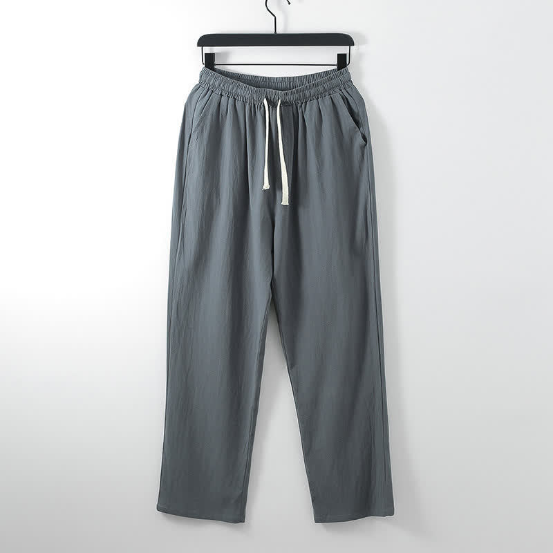 Buddha Stones Completo estivo da uomo con camicia a maniche corte, pantaloni e colletto alla coreana, coulisse, stile Tang, con tasche, ideale per la meditazione. - image 10