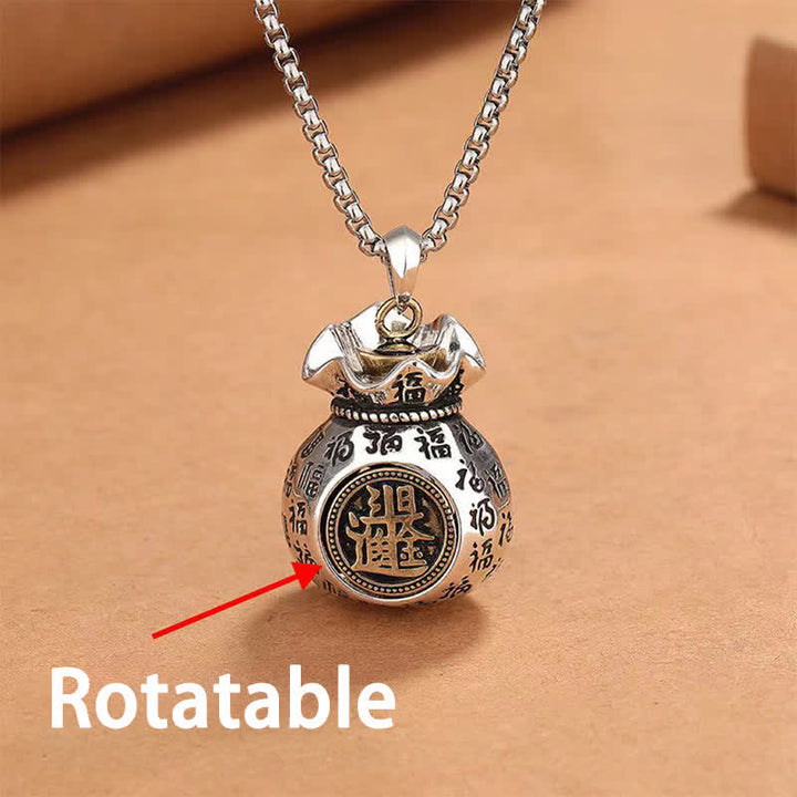 Buddha Stones Collana con ciondolo a forma di borsa della fortuna con personaggio Fu in rame e messa a terra - Carattere Fu (Felicità ♥ Benedizione) - image 0