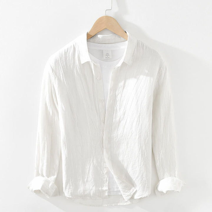Buddha Stones Camicia da uomo a maniche lunghe in lino tinta unita, casual, primaverile, con bottoni. - Bianco - US/UK/AU42, EU52 (3XL) - image 20