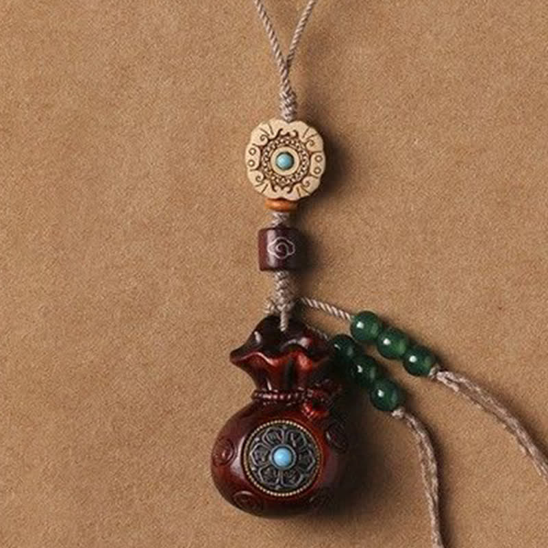 Buddha Stones Sandalo rosso Sandalo verde Om Mani Padme Hum Benedizione Moneta cinese Borsa porta soldi Design Portachiavi serenità - image 6