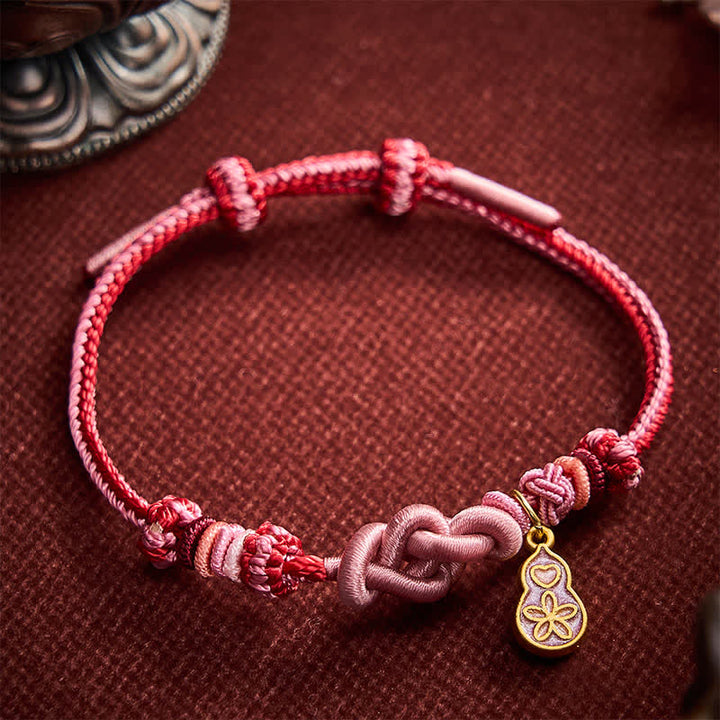 Buddha Stones Braccialetto intrecciato a mano con cordino rosa resistente a forma di zucca, con la scritta "Arricchisciti velocemente". - image 3