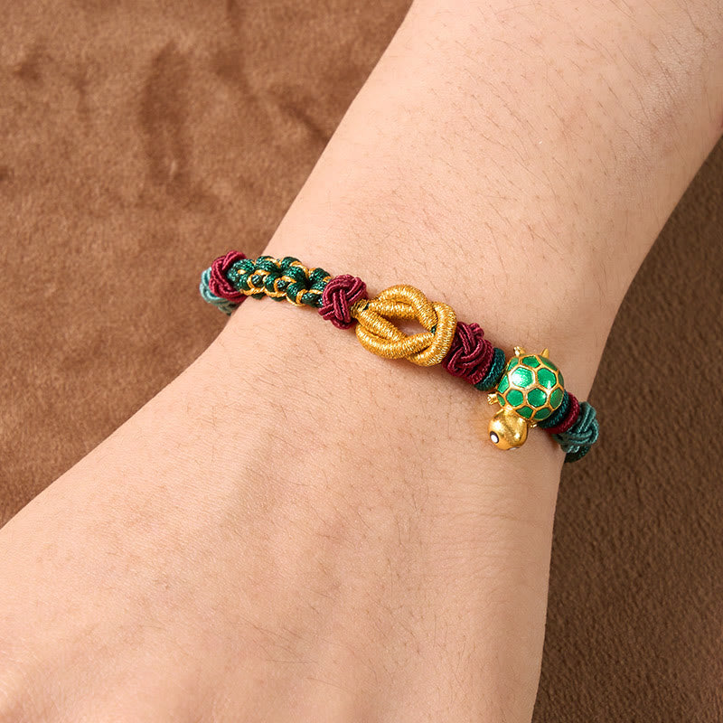 Buddha Stones Bracciale protettivo in filo rosso con tartaruga di rame intrecciata a mano - image 4