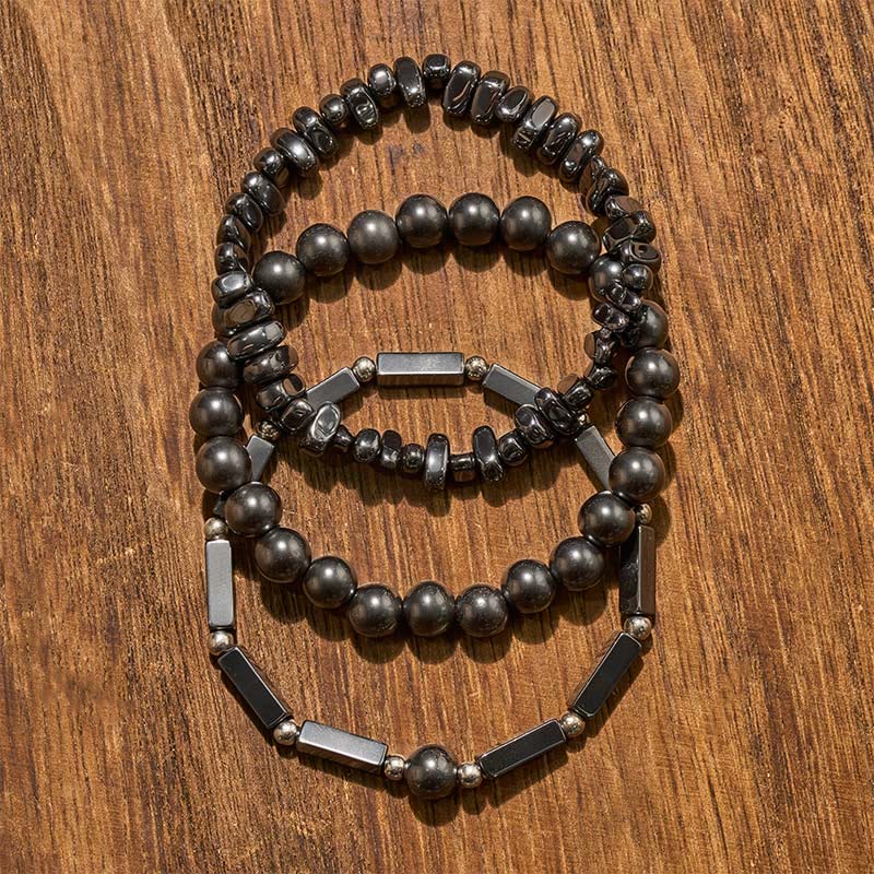 Buddha Stones Braccialetto di perle di ematite ad alta potenza (3 pezzi) - image 4