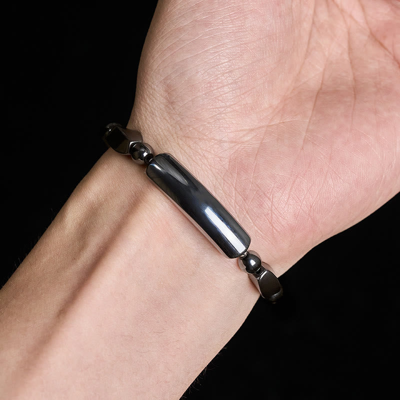 Buddha Stones Bracciale minimalista con barretta di ematite per radicamento e potente - image 7