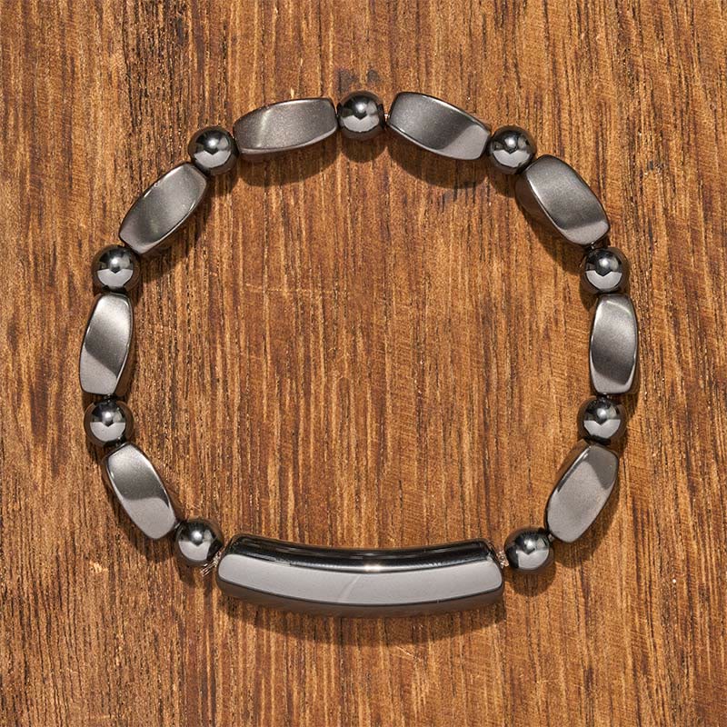 Buddha Stones Bracciale minimalista con barretta di ematite per radicamento e potente - image 1