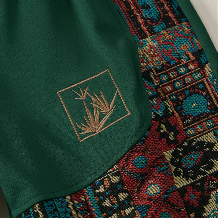 Buddha Stones Pantaloncini da uomo estivi in ​​stile boho con coulisse in vita elasticizzata e finiture geometriche, con tasche. - image 9