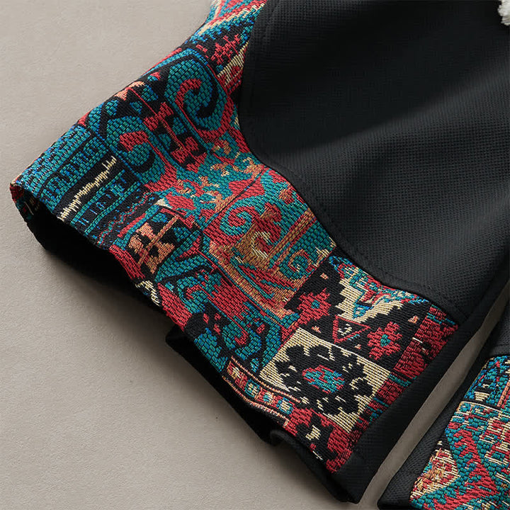 Buddha Stones Pantaloncini da uomo estivi in ​​stile boho con coulisse in vita elasticizzata e finiture geometriche, con tasche. - image 18