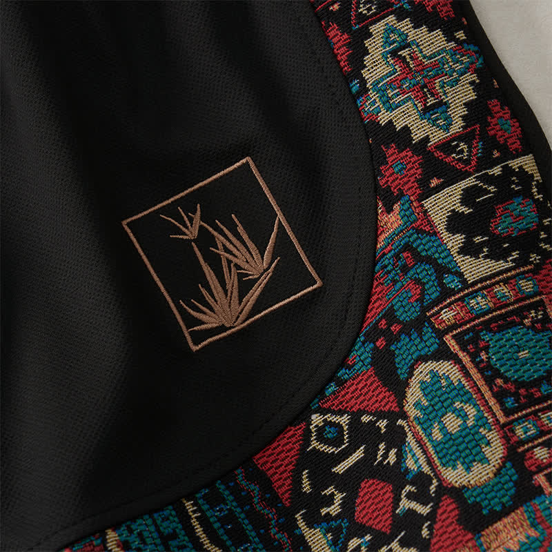 Buddha Stones Pantaloncini da uomo estivi in ​​stile boho con coulisse in vita elasticizzata e finiture geometriche, con tasche. - image 19