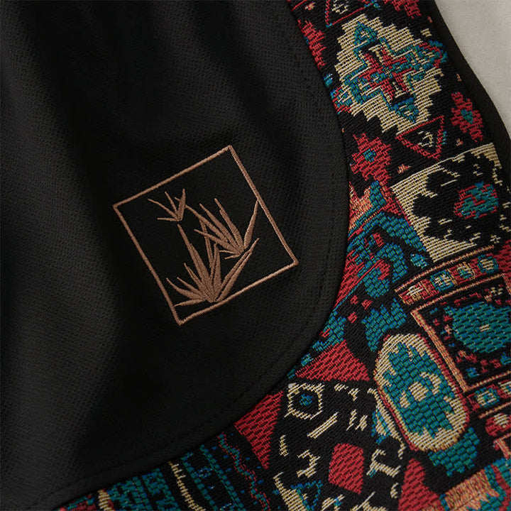 Buddha Stones Pantaloncini da uomo estivi in ​​stile boho con coulisse in vita elasticizzata e finiture geometriche, con tasche. - image 19